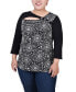 Фото #1 товара Plus Size 3/4 Sleeve Puff Print Cutout Top