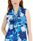 Women's Printed Sleeveless Bow-Neck Blouse