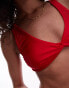 Topshop twist front bikini top in red shimmer