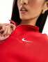 Фото #4 товара Nike mini swoosh half zip crop fleece sweatshirt in red