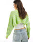 ASOS DESIGN crew neck wide cropped cardigan in green grün, XS - EU 32-34 - фото #4