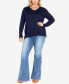 ფოტო #4 პროდუქტის Plus Size Clare V-neck Long Sleeve Sweater