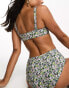 & Other Stories – Wendbare Bikinihose mit Blumenprint in Marineblau und hohem Bund Синий, 36 - фото #4