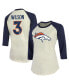 Women's Threads Russell Wilson Cream, Navy Denver Broncos Name & Number Raglan 3/4 Sleeve T-shirt Cream, Navy, XL - фото #1