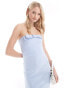 Фото #2 товара Vesper Tall bandeau bow detail bodycon midi dress in icy blue