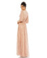 Фото #2 товара Women's Sequined Wrap Over 3/4 Sleeve Gown