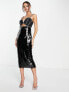 Фото #4 товара Вечернее платье ASOS с черным шейби-дизайном и украшением пайетками и стразами