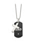 ფოტო #1 პროდუქტის Black IP-plated CZ DAD Dog Tag and Cross Pendant Ball Chain