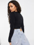 Фото #2 товара ASOS DESIGN Petite fitted crop t-shirt with long sleeve in black