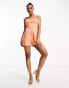 Фото #1 товара The Frolic tropical ditsy ruched detail tie-shoulder playsuit in peach