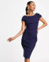 Фото #8 товара Closet London puff shoulder pencil dress with bodice detail in navy