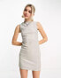 Фото #1 товара COLLUSION glitter vest mini dress in silver