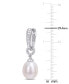ფოტო #3 პროდუქტის Cultured Freshwater Pearl (8mm) & Diamond Accent Dangle Hoop Drop Earrings in Sterling Silver