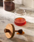 Borosilicate glass and wood honey jar