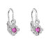 Silver children´s earrings with fuchsia zircons 11175.3