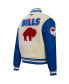 Women's Cream Distressed Buffalo Bills Retro Classic Vintage-Like Full-Zip Varsity Jacket