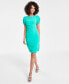 Women's Scuba Crepe Side-Ruched-Sleeve Sheath Dress