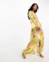 Фото #3 товара Never Fully Dressed plunge pleated maxi dress in sunset tropic print