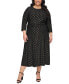 Фото #1 товара Plus Size Metallic Dot Ruched-Waist Dress
