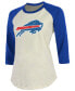 ფოტო #3 პროდუქტის Women's Josh Allen Cream, Royal Buffalo Bills Player Raglan Name Number 3/4 Sleeve T-shirt