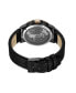 ფოტო #3 პროდუქტის Men's Automatic Black Genuine Leather Watch 44mm