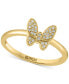 ფოტო #1 პროდუქტის EFFY® Diamond Butterfly Ring (1/10 ct. t.w.) in Sterling Silver or 14k Gold-Plated Sterling Silver