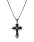 ფოტო #1 პროდუქტის Silver-Tone Black Crystal Cross Necklace