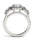 ფოტო #4 პროდუქტის Moissanite Three Stone Halo Ring (3 ct. t.w. Diamond Equivalent) in 14k White Gold