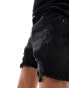 Фото #2 товара ASOS DESIGN short length denim shorts with abrasions in black