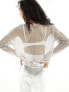 Фото #3 товара Pimkie long sleeve fishnet top in silver