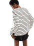 Фото #7 товара Monki oversize long sleeve top in mono stripe