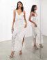 Фото #2 товара ASOS EDITION embroidered lace panelled longline cami top co-ord in silver