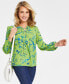 Women's Printed Lace-Up Blouse, Created for Macy's