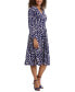 ფოტო #4 პროდუქტის Petite Printed Bishop-Sleeve Midi Dress