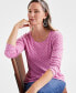 ფოტო #2 პროდუქტის Women's Printed Scoop-Neck Long-Sleeve Top, Created for Macy's