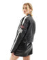 Bershka faux leather motorcross jacket in black