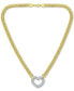 ფოტო #3 პროდუქტის Cubic Zirconia Heart 18" Pendant Necklace in Sterling Silver & 18k Gold-Plate