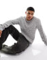 Selected Homme textured crew neck knit jumper in light grey