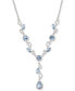 Pavé & Blue Crystal Lariat Necklace, 16" + 3" extender