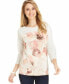 Style & co Women's Printed Scuba Pullover Knit Top Watercolor M