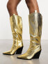 Public Desire Navada western knee boots in gold