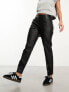 Фото #1 товара Object leather look tapered trousers in black