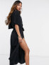 Фото #2 товара ASOS DESIGN cowl neck midi dress with wrap skirt in black