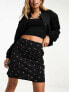 Фото #1 товара Wednesday's Girl textured floral mini skirt in black