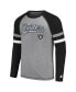 ფოტო #2 პროდუქტის Men's Gray, Black Las Vegas Raiders Kickoff Raglan Long Sleeve T-shirt