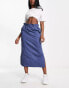 Фото #1 товара ASOS DESIGN — Midi-Cargorock mit geraffter Taille in Blau