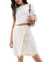 Фото #1 товара Object linen touch mini wrap skirt in cream