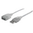 Фото #2 товара Manhattan USB-A to USB-A Extension Cable - 1.8m - Male to Female - 480 Mbps (USB 2.0) - Hi-Speed USB - Translucent Silver - Lifetime Warranty - Polybag - 1.8 m - USB A - USB A - USB 2.0 - Male/Female - Silver