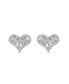 Фото #3 товара Sterling Silver with Rhodium Plated Clear Baguette and Round Cubic Zirconia Heart Stud Earrings