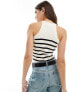 Vero Moda knitted racer neck top in cream stripe